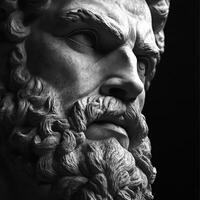 Detailed marble sculpture of a historical figure with intense expression photo
