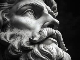 detallado de cerca de un clásico escultura representando un noble cifras cara foto