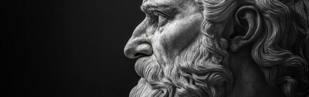 Sculpture of a philosopher captured in detailed profile view photo