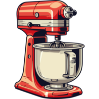 A red mixer with a bowl on top png