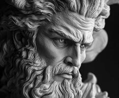 Sculpted depiction of a mythical figure with intense expression and detail photo