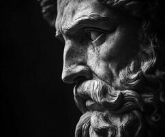 de cerca de un clásico mármol estatua con detallado facial caracteristicas foto