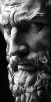 Close-up of a classic marble statue of a thoughtful philosopher photo