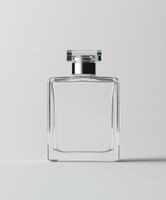 Clear glass fragrance bottle with modern design and simple elegance photo
