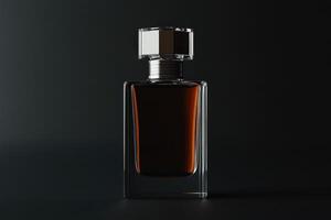 Sophisticated glass perfume bottle reflecting elegance in minimalist design photo