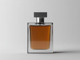 Classic fragrance bottle placed on a minimalist surface for aesthetic appeal photo
