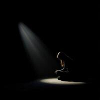 Silent reflection in darkness during a moment of solitude photo