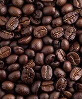 Freshly roasted coffee beans arranged in an appealing pattern for coffee lovers photo