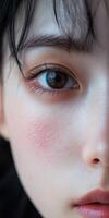 Close-up view of a young person's eye highlighting natural beauty and features photo