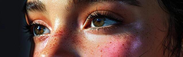 Stunning close-up of expressive eyes highlighting natural beauty and details photo