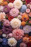 Colorful floral arrangement featuring various blooms in a vibrant display photo