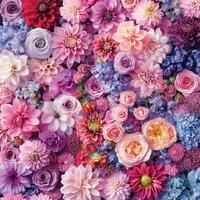 Vibrant floral arrangement showcasing a variety of colors and textures photo