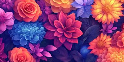 Vibrant floral arrangement featuring diverse blooms in rich colors photo
