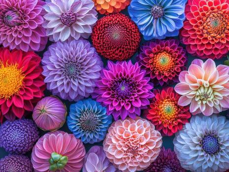 Vibrant display of assorted flowers in various colors and shapes photo