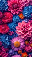 Vibrant floral arrangement featuring colorful blooms and intricate details photo