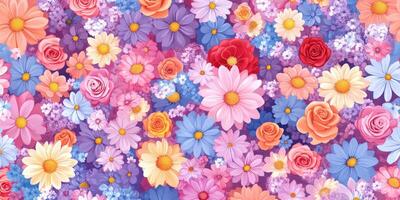 Colorful floral arrangement showcasing diverse blooms in vibrant shades photo