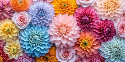 Colorful arrangement of vibrant flowers in a decorative display photo