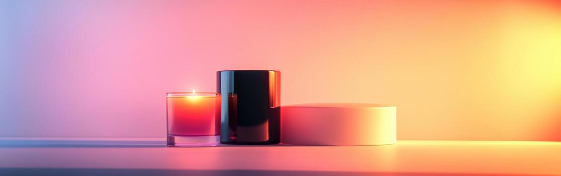 vistoso velas y decorativo objetos crear un calentar ambiente en un acogedor espacio foto