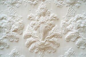 Detailed floral embroidery on fabric showcasing intricate design elements photo