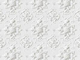 Elegant white floral embossed pattern on textured background photo