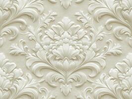 Elegant white embossed floral design on textured background photo