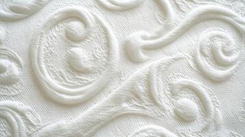 Elegant white fabric with intricate textured design showcasing craftsmanship photo