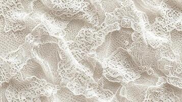 Delicate lace fabric drapes softly with intricate patterns in natural light photo
