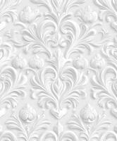 Elegant white floral design wallpaper with intricate detailing and texture photo