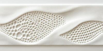Intricate white textile art showcasing textured patterns and shapes photo