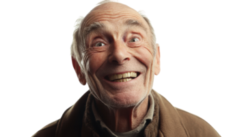 An older man smiling with his eyes wide open png