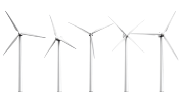 A group of four wind turbines against a black background png