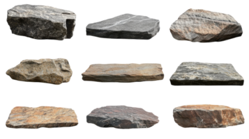 A collection of rocks on a black background png