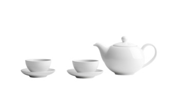 A white tea set on a black background png