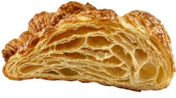Indulge in the Delight of a Fresh Croissant with Beautiful Golden Layers Perfect for a Breakfast Table or Bakery Display. png
