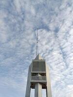 BTS tower with blue sky background photo
