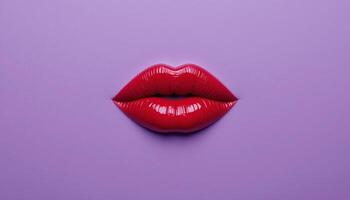 Red lips on Light Blue background photo