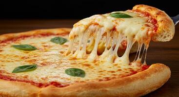 Cheese loaded pizza photo