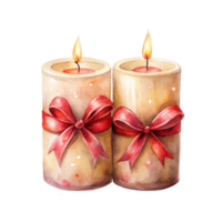 two candles with red bows on them png