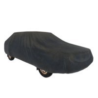 Covered car resting on transparent surface in a secure location with protection png