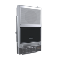Vintage cassette player with silver finish isolated on transparent png