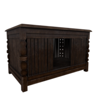 Rustic wooden pet house designed for small dogs or cats on transparent png