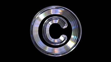 Glowing Copyright Sign Symbol Animation Against A Black Background video
