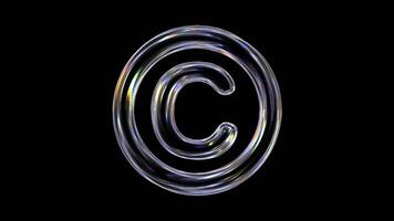 Urheberrechte © Zeichen Symbol Animation mit glühend Licht gegen ein schwarz Hintergrund video