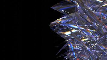 Animation Of Iridescent, Shattered Glass Shards With A Dark Background With Copy Space video