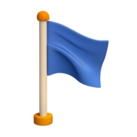 3D Render of a Blue Flag Waving on a Flagpole Perfect for Website Design, App Icons, and Game Development png
