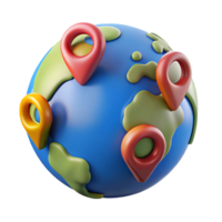 Global Positioning System A 3D Render of Earth with Location Markers for Navigation and Travel Applications png