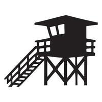 Lifeguard Silhouette Standing in a Beach Tower Illustration vector