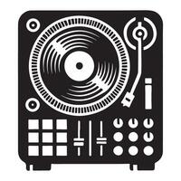 Professional DJ Turntable Silhouette with Controls Illustration vector