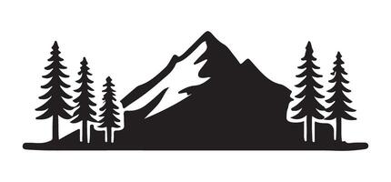 Mountain Range with Pine Trees Silhouette Art vector