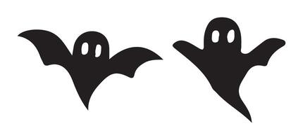 Silhouette Illustration of a Bat and Ghost vector